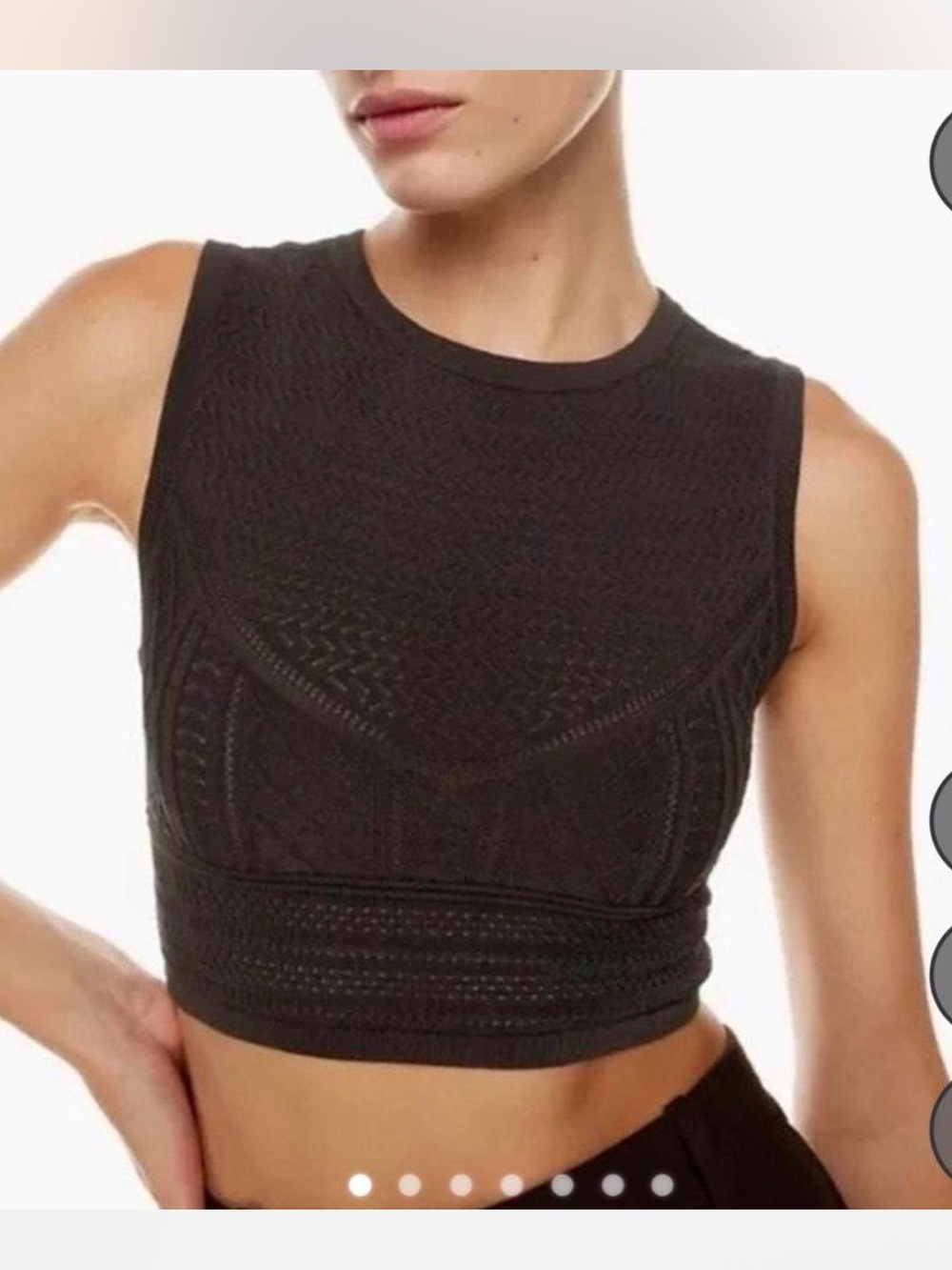 Aritzia Babaton Pointelle Cropped Tank in Rich Dark Brown Size M